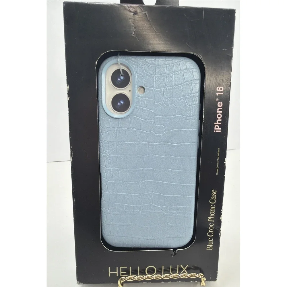 Hello Lux iPhone 16 Light Blue Croc Phone Case New In Box
